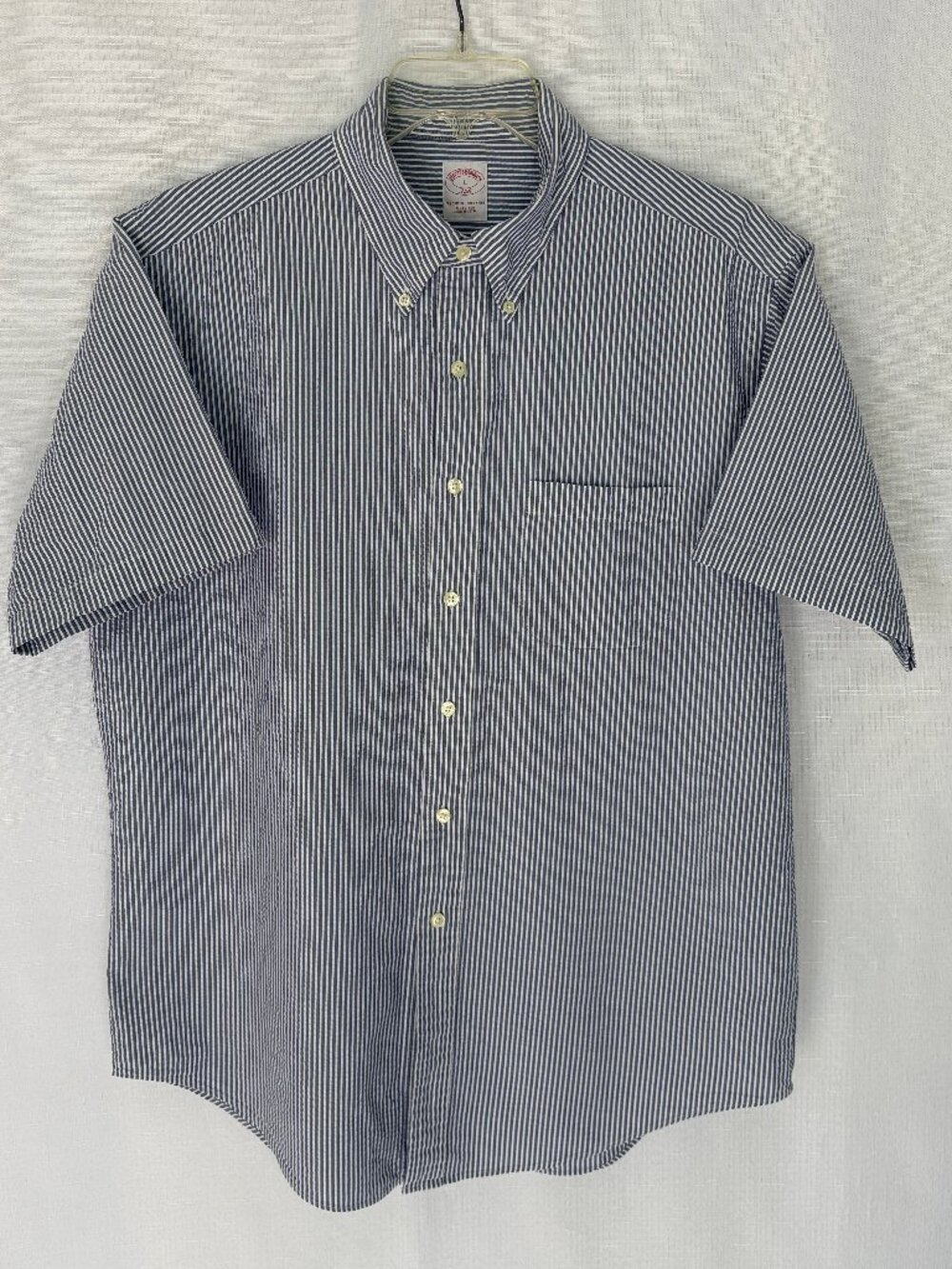 BROOKS BROTHERS Mens Seersucker Short Sleeve Shirt